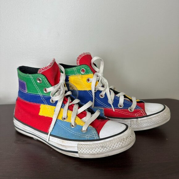 Converse Shoes Men Size 5 Chuck Taylor All Star High Multicolor Patchwork Casual - Picture 1 of 10